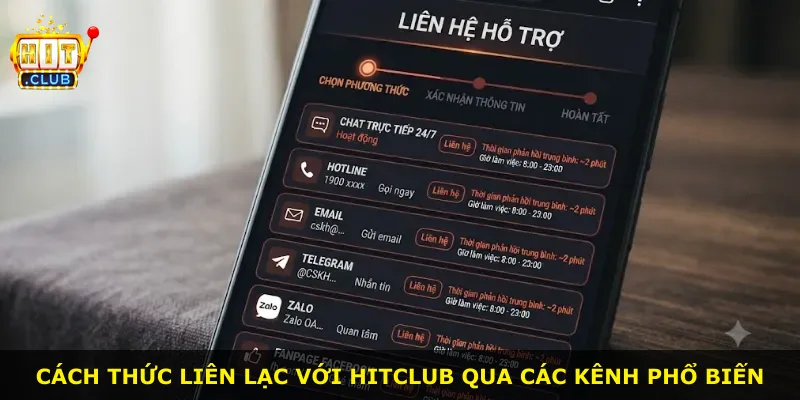 Cách thức liên lạc với Hitclub qua các kênh phổ biến